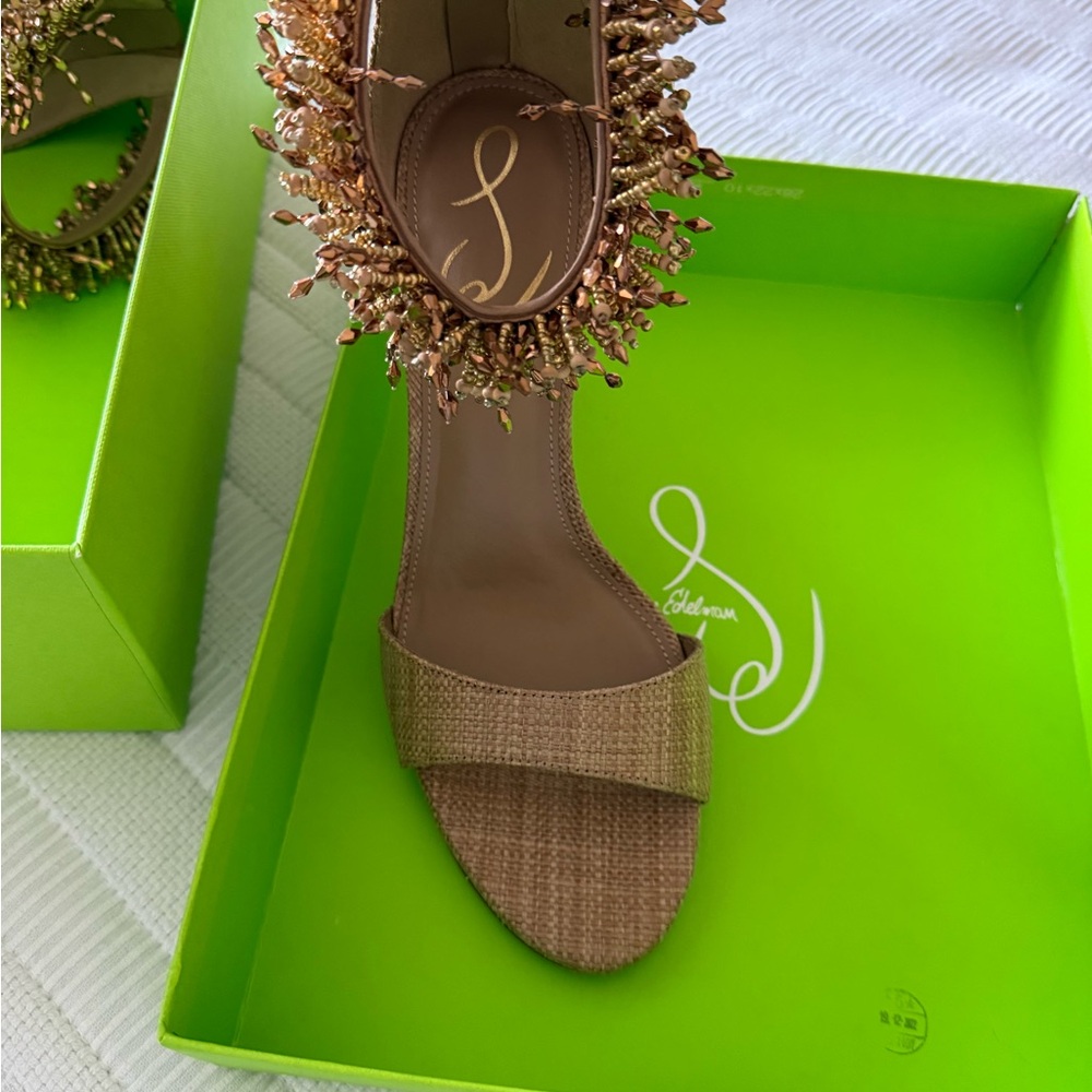 Sam Edelman Gold and Tan Heels